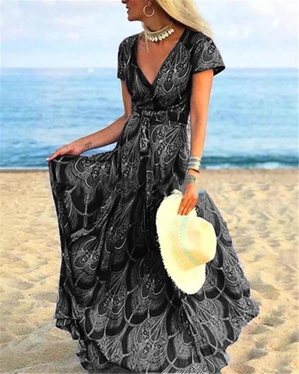 floral summer holiday daily women fashion maxi dresses p122982