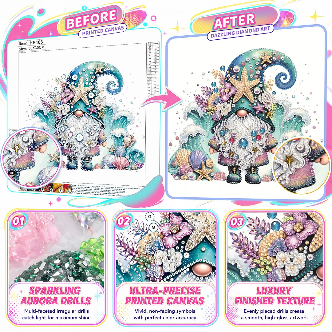 Sea Goblin Special Shaped 5D DIY Partial Drill Diamonds Dots Gem Art Kits 11.81 X11.81inch Diamond Dots Paintings Diamonds Paintings Gem Art for Adults Beginners Home Decor
