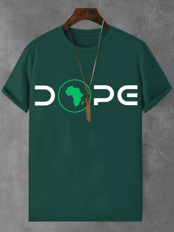 Men's Dope Map Print Cotton Casual T-Shirt