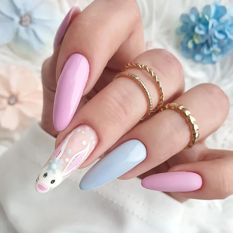 Churchf Churchf Nail Piece Easter Rabbit Nail Color Long Ballet Chicken Egg Relief Nail Piece