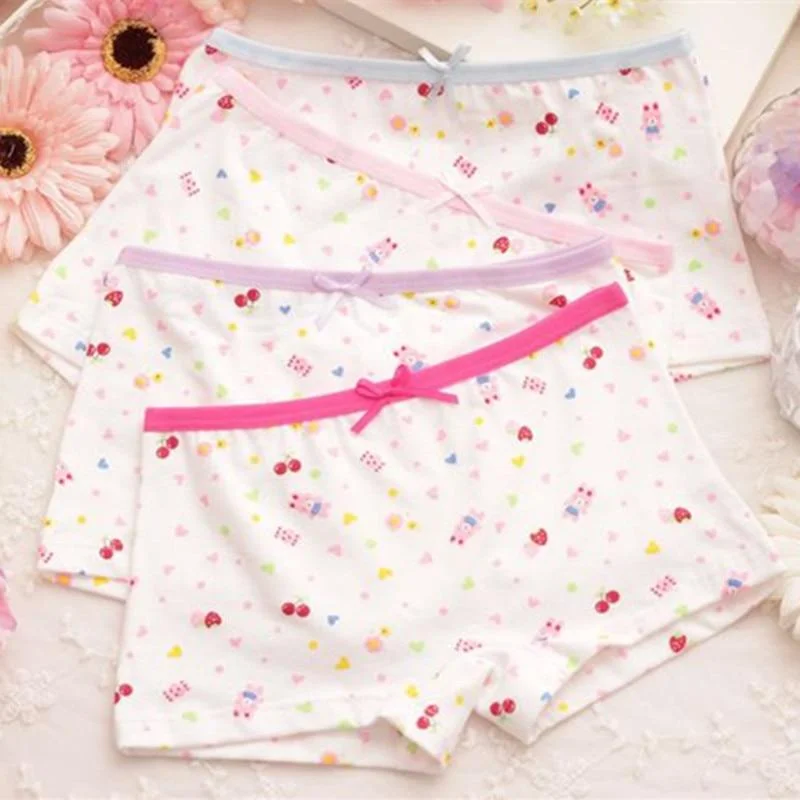 4Pcs Lot New Arrive Kids Underwear Cotton Baby Girl Panties Children's Briefs Cartoon Designs Shorts 2 To 10 Years ZL15