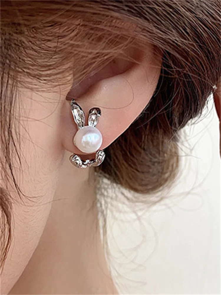 Bunny Inspired Pearl Studded Earrings