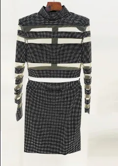 Nigikala Nigikala New Star Temperament Fashion Mesh Splicing Hot Diamond Top