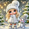 Schneemann-M&auml;dchen speziell geformtes 5D-DIY-Teilbohrer-Diamantkunst-Kit Geschenk 30x30cm