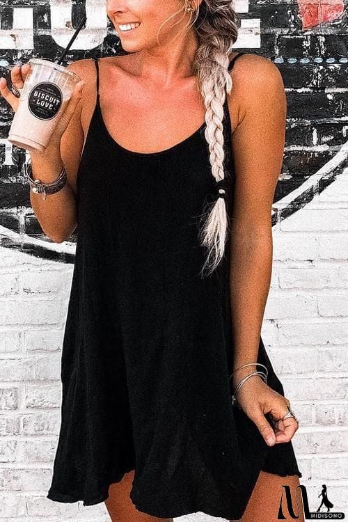 MidiSono - Solid Adjustable Slip Mini Dress