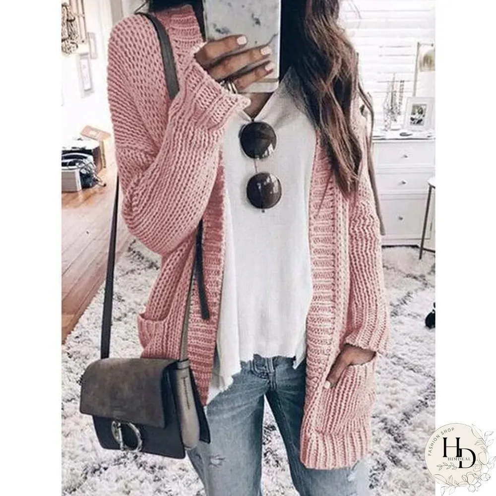 Knitted Solid Long Sleeve Blouses