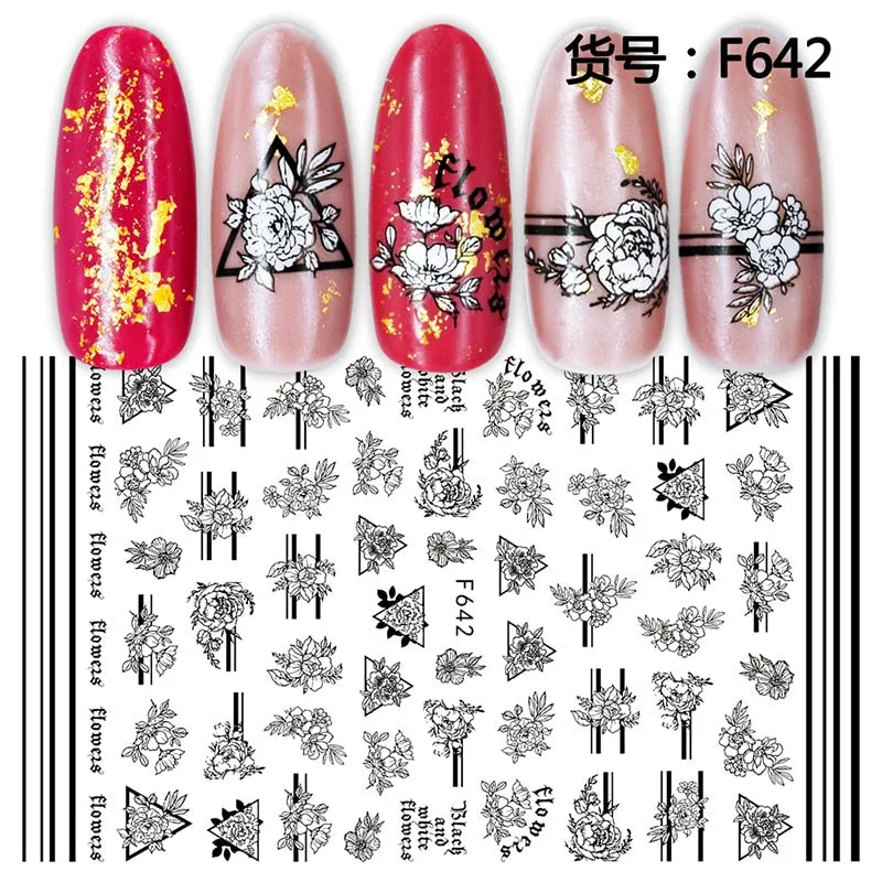 Sexy Lady Design 3D Nail Sticker English Letter Face Pattern Trasnfer Sliders DIY Nail Art Decoration For Maincuring Nail Decal-Nail Inspo