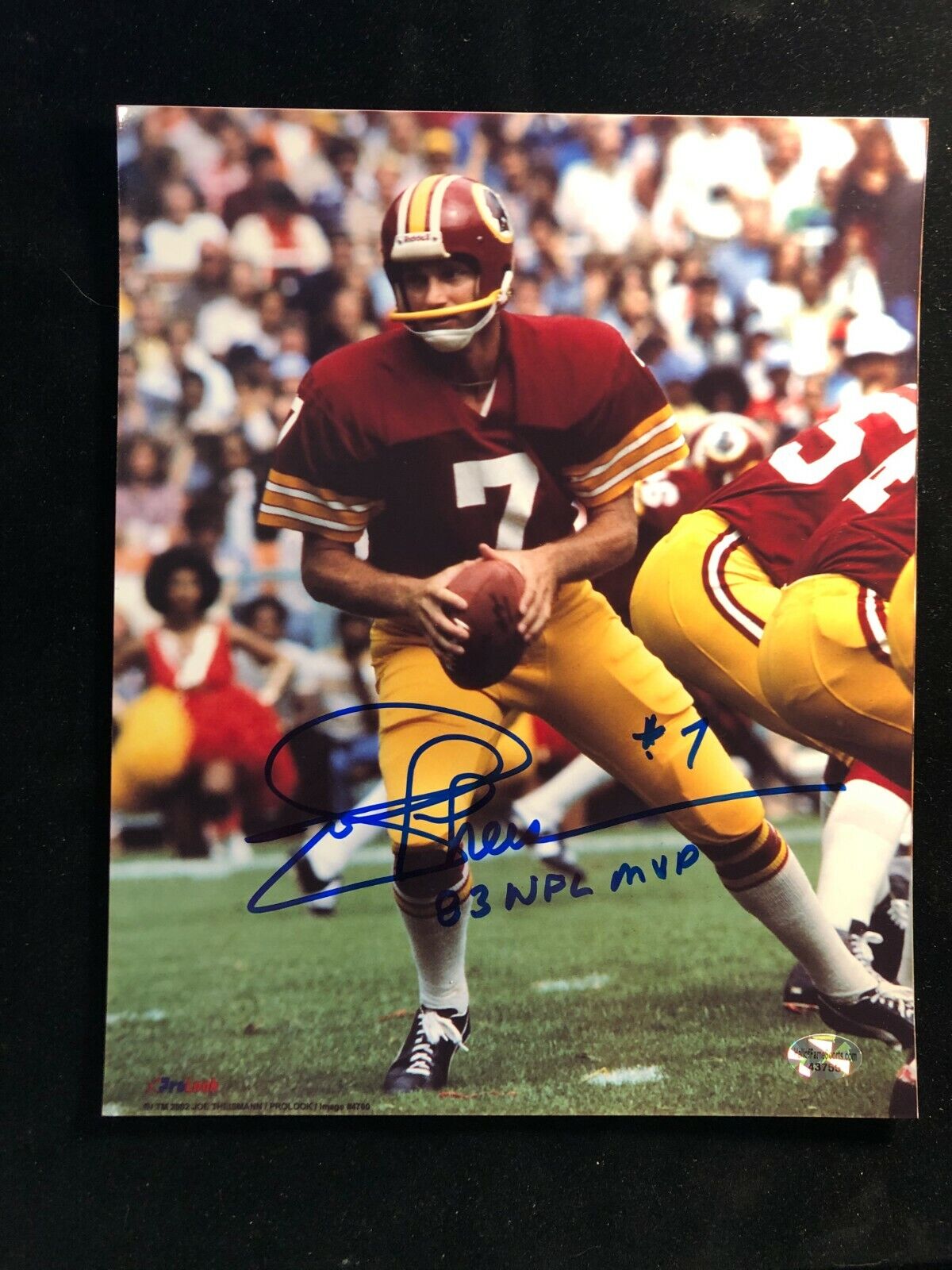 Joe Theisman Signed #7 83 NFL MVP Autographed Photo Poster painting - COA - Washington Redskins