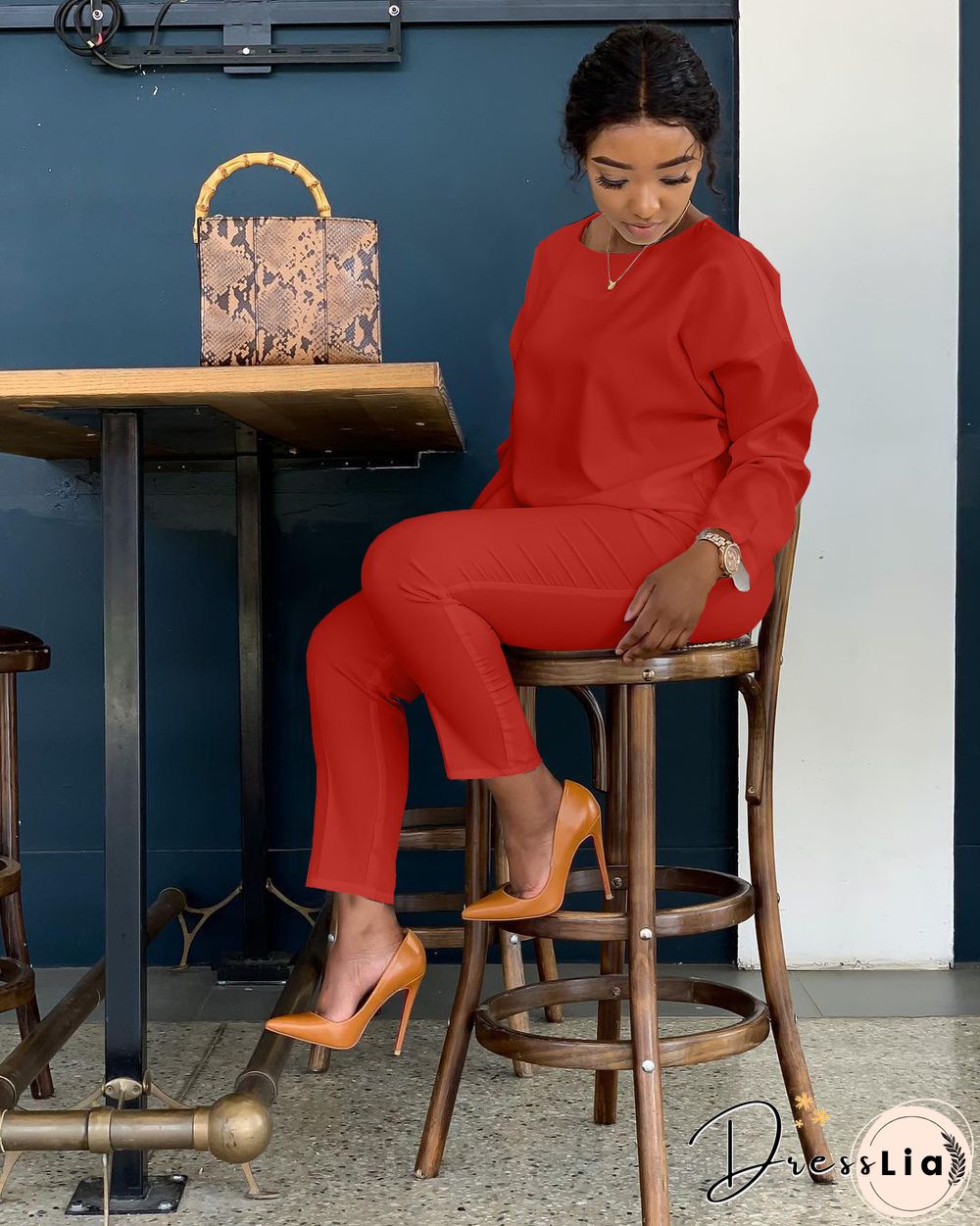 Long Sleeves T shirt Sportswear Two Piece Pants Set