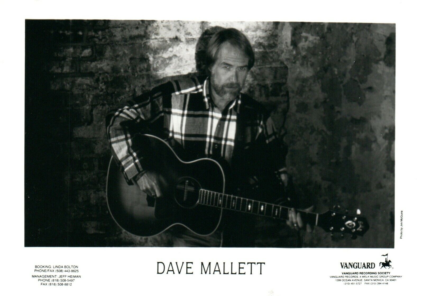 DAVE MALLETT Folk Music Singer 5x7 Promo Press News Photo Poster painting VANGUARD