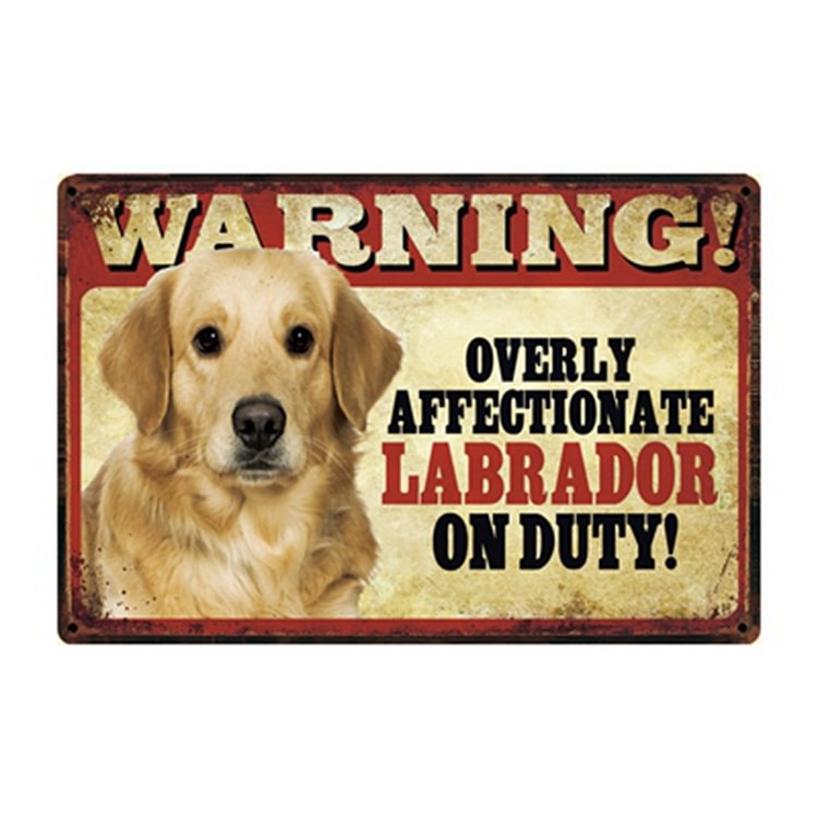 Warning! Overly Affectionate Labrador On Duty! - Vintage Tin Signs/Wooden Signs - 7.9x11.8in & 11.8x15.7in