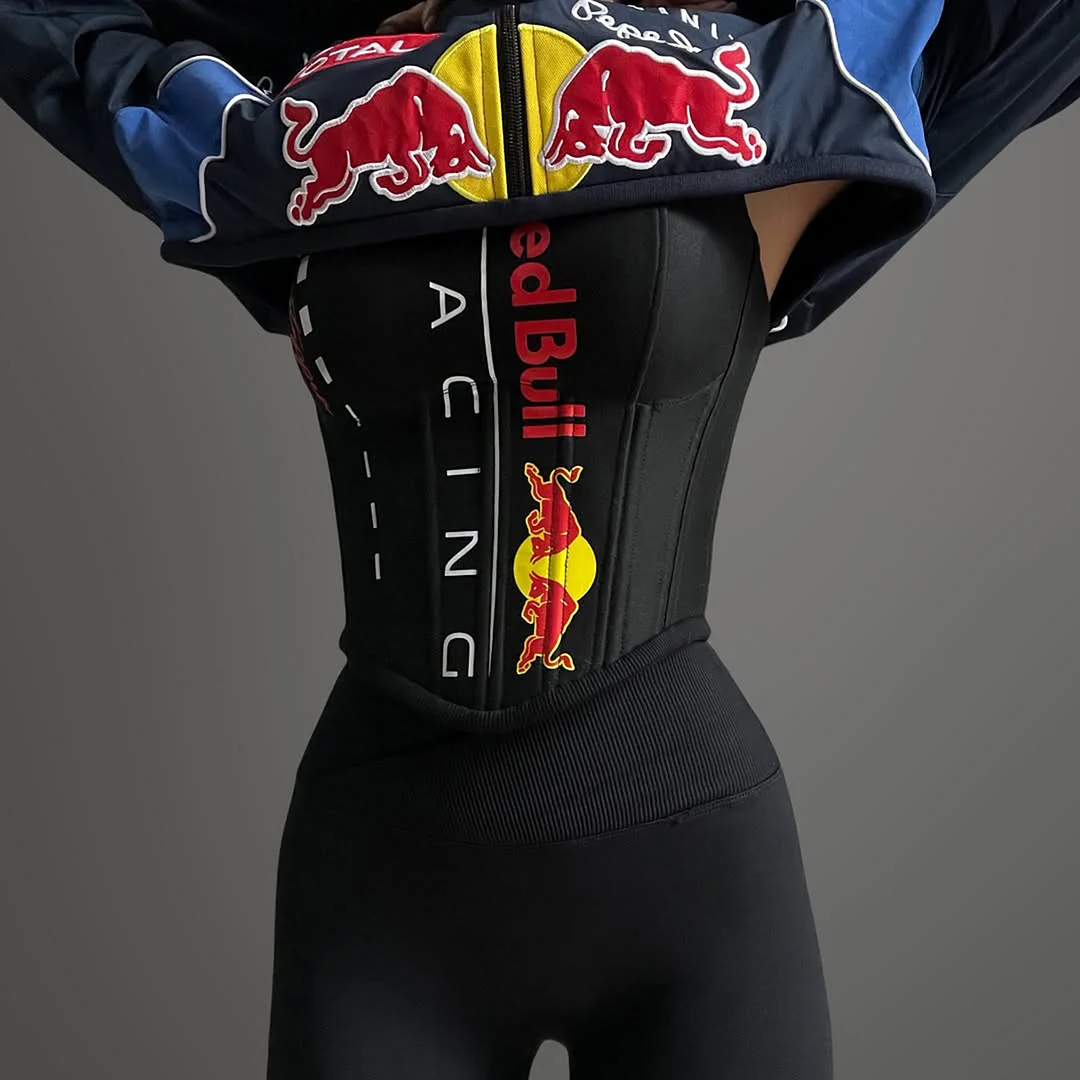 Women's Racing Print Suit Suspenders + Jacket Sexy Racing Girl Suit