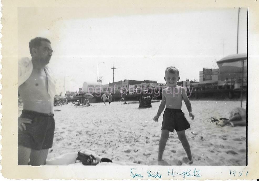 Found Beach Photo Poster painting bw SEASIDE HEIGHTS NEW JERSEY 50′s Original 19 13 C