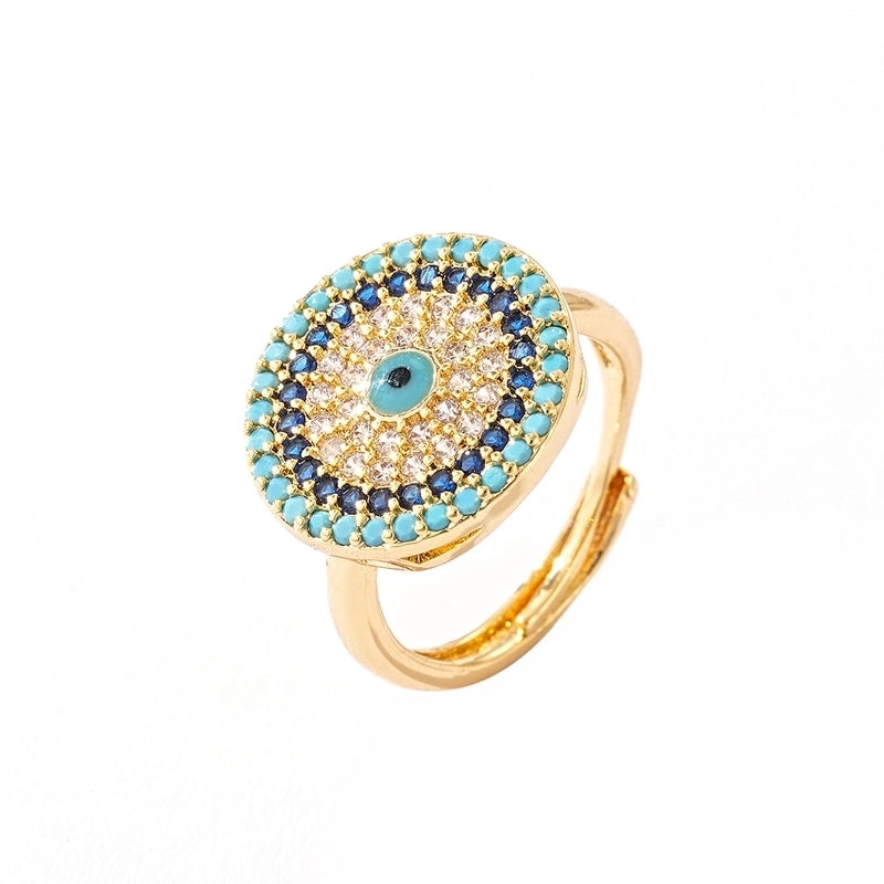 Retro Round Eye Copper Zircon Inlay Jewelry Set