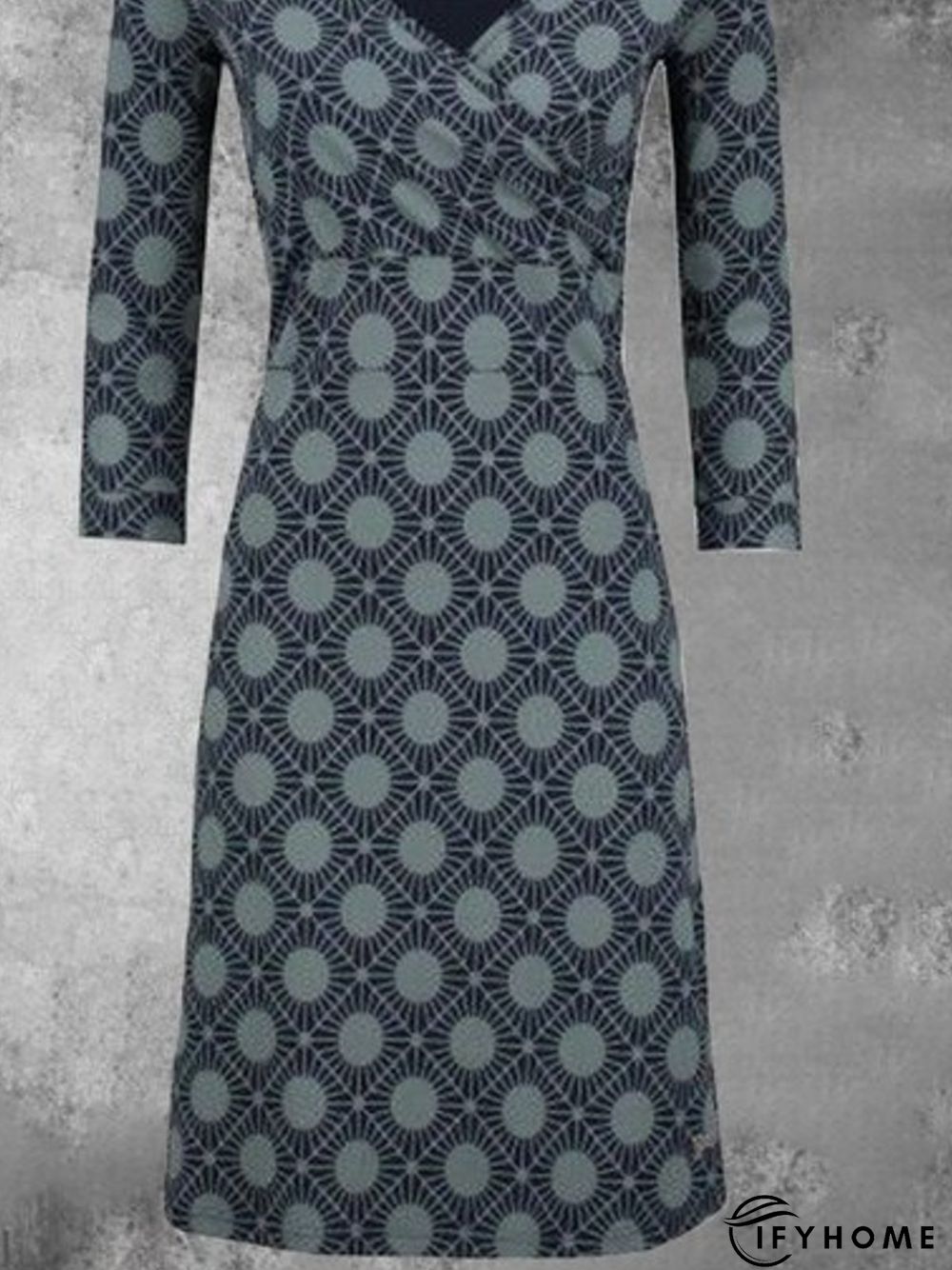 Printed Long Sleeve Casual Knitting Dress | IFYHOME