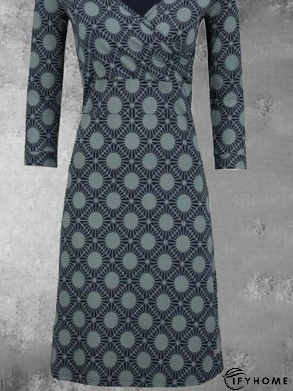 Printed Long Sleeve Casual Knitting Dress | IFYHOME