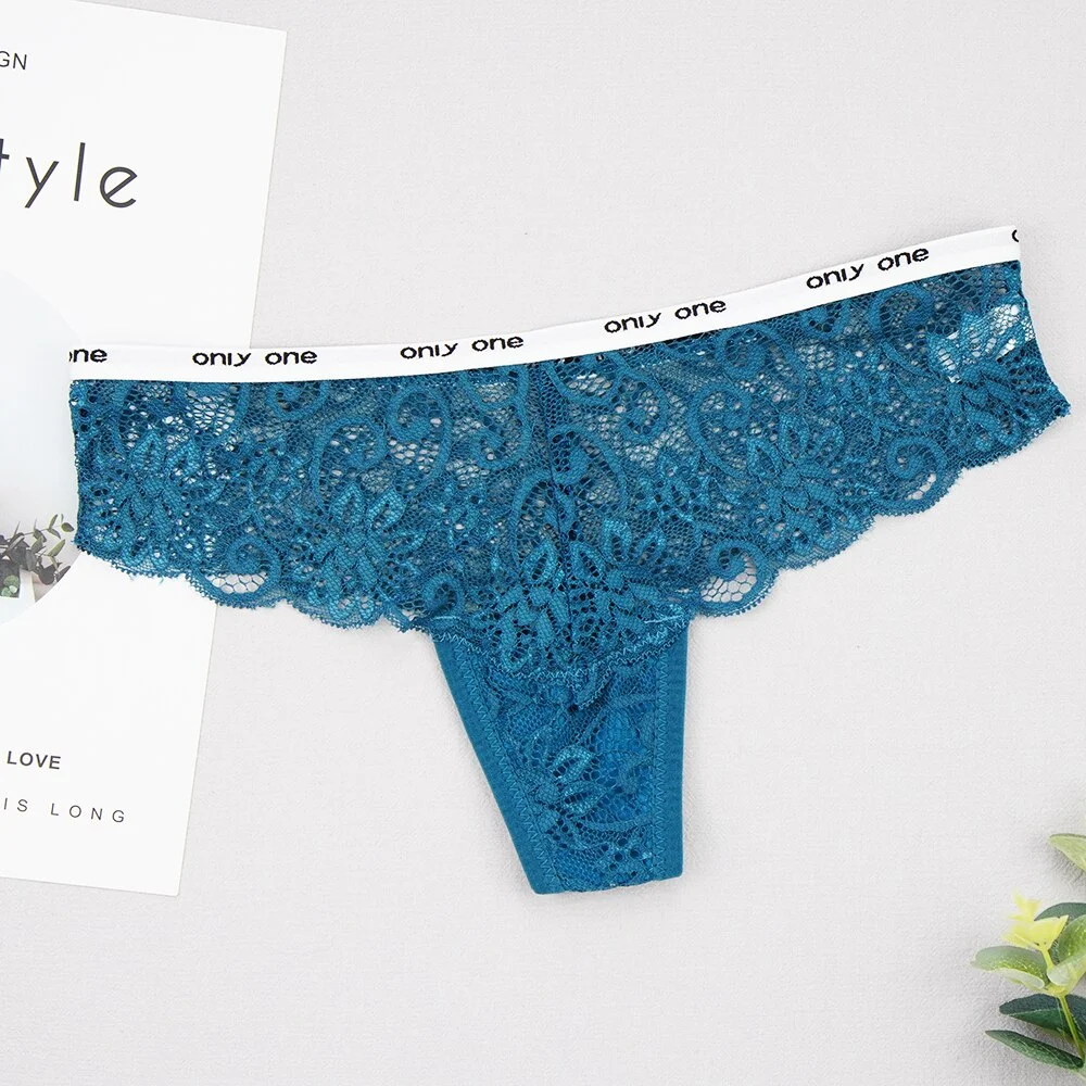 Billionm Women G String sexy Lingerie Letter Low-rise Breathable Lace Thongs Girl Panties With Hole Sexy Intimattes Large Size 3XL 4XL