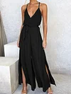 Solid Color Loose Spaghetti-Neck Jumsuits