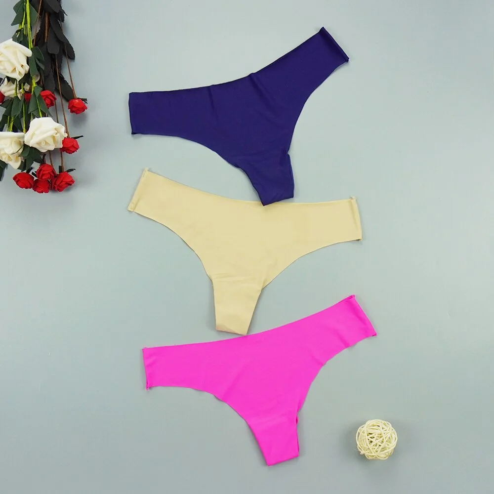 Billionm Seamless Thongs Sexy Ice Silk Panties String Woman Underwear Sports Panty Intimate Low-rise Underpants Tback