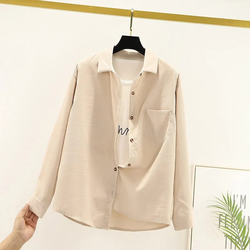 Button Down Shirt For Women Womens Tops And Blouses Womenswear Long Sleeve Ladies Clothing 2020 New Fashion Loose Solid White