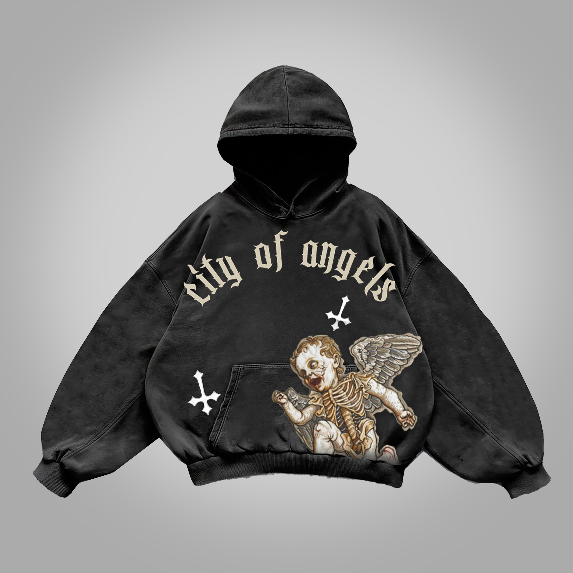 City Of Angels Zombies Graphic Washed Hoodie - SOPULA