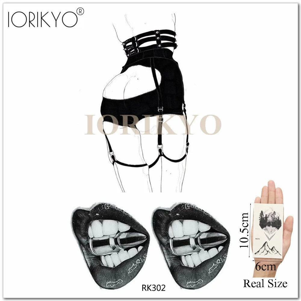 Old School Sexy Water Transfer Tattoo Stickers Women Body Art Drawing Temporary Tattoo Punk Girls Adults Love Waterproof Tatoos