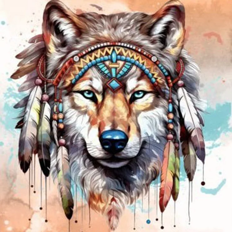 Indian Style Wolf 30*30CM(Canvas) Full Round Drill Diamond Painting gbfke