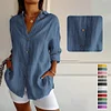 Gioiacombo&trade; Nuova camicia casual a maniche lunghe con risvolto da donna