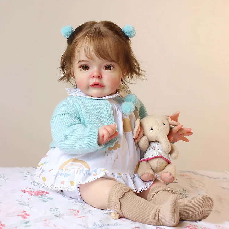[New] 17" & 22" Blue Eyes Lifelike Handmade Reborn Baby Girl Doll Named Yaka with Heartbeat & Sound