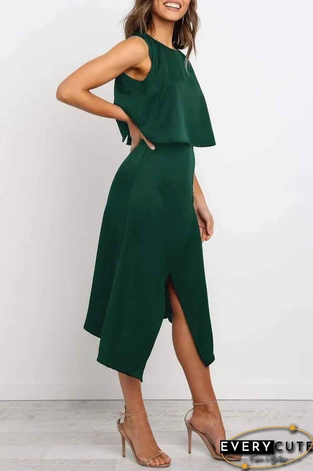 Sexy Casual Sleeveless Slit Dress