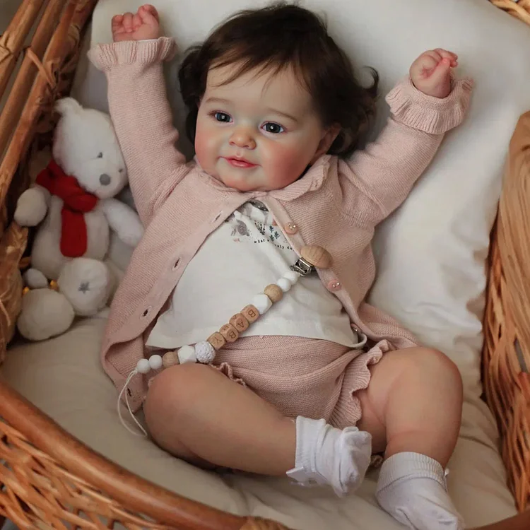 20'' Awake Reborn Baby Doll Realistic Reborn Baby Toddlers Girl Tatter with Brown Hair