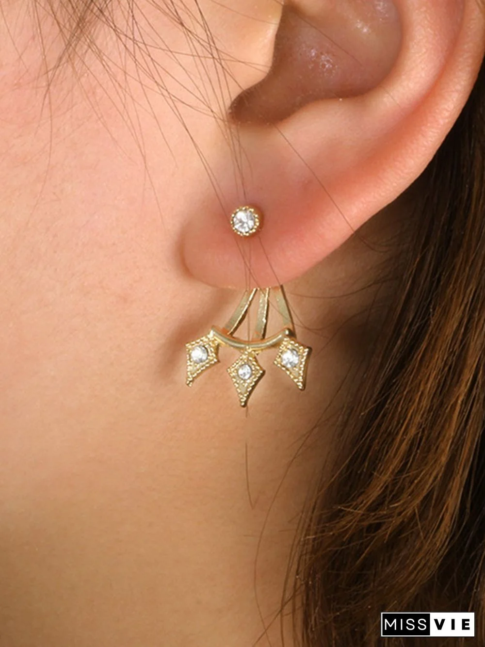 Retro Style Versatile Diamond Stud Earrings