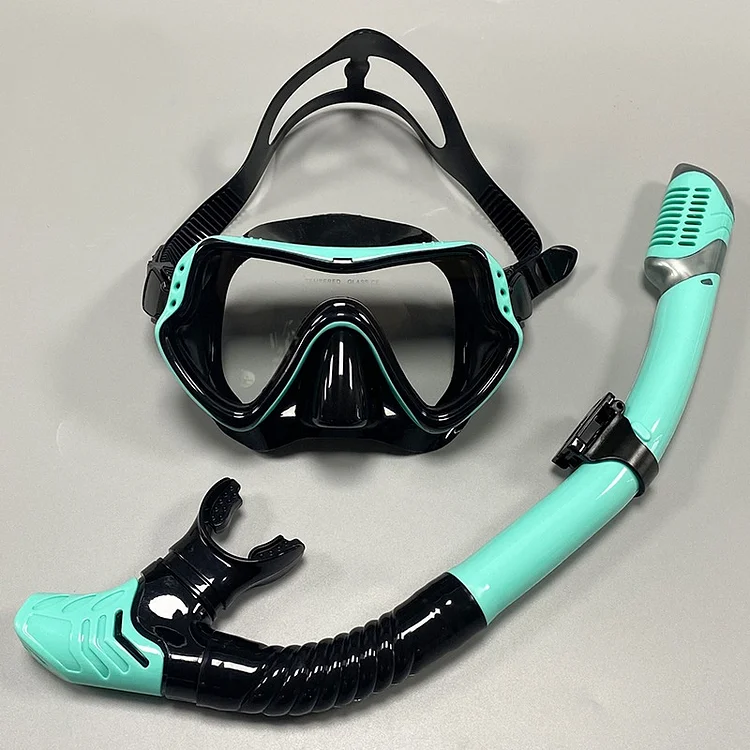 Snorkeling Set Anti-Fog Silicone Tempered Glass Diving Mask, Adult's Original Goggles Leak-Proof Snorkeling Mask