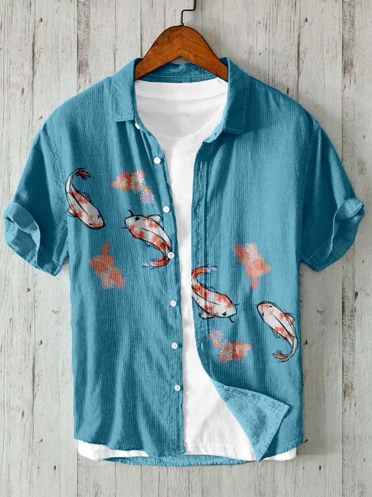 Japanese Koi Fish Art Linen Blend Cozy Shirt