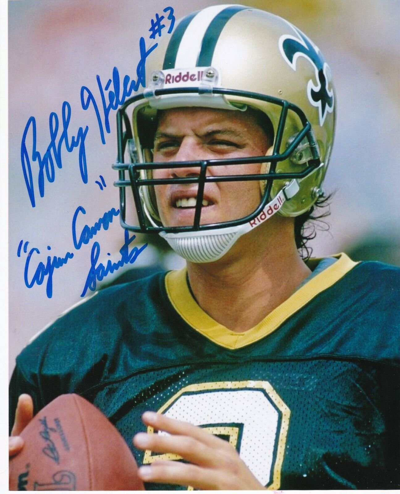 BOBBY HERBERT NEW ORLEANS SAINTS ACTION SIGNED 8x10