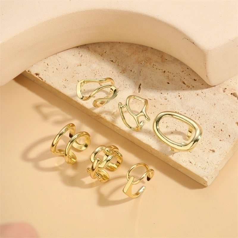 Minimalist Geometric Copper Twist 14k Gold Plated Open Rings