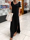 Loose Split-Side Short Sleeves Maxi Dress