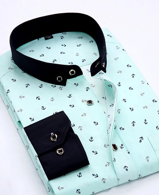 Business Allover Print Button Long Sleeve Shirt 