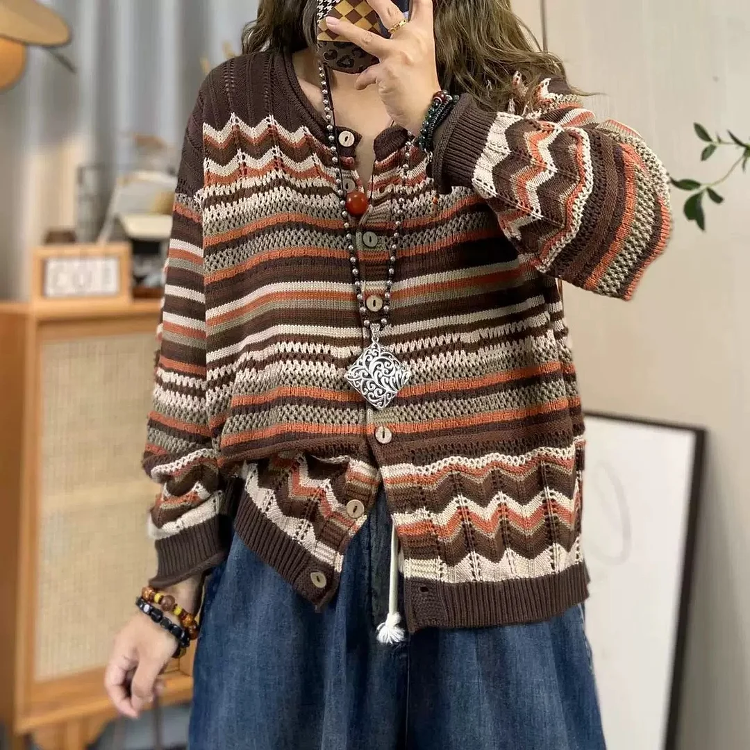 Chicfifth Sweater Women Winter Long Sleeve High Quality Autumn Vintage Top Knitted Cardigan