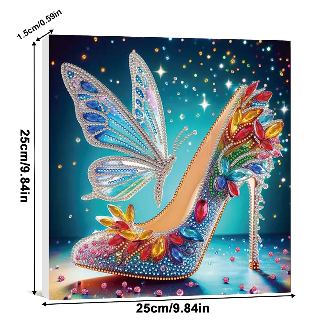 High Heel DIY Special Shape Drill Art Craft Pearl Diamond Painting with Frame 25x25cm Diamond Art Pearl Painting Kit for Adults Beginners Home Decor