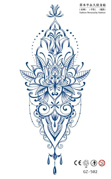 Temporary Waterproof Tattoos Stickers Creative Necklace Flower Juice Ink Lasting Girls Arm Neck Back Waist Buttocks Fake Tatoo