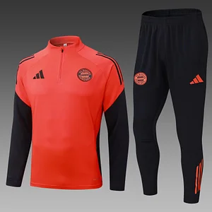2025/2026 Bayern Munich Half-Pull Training Suit Orange-Red Football Shirt 1:1 Thai Quality Set