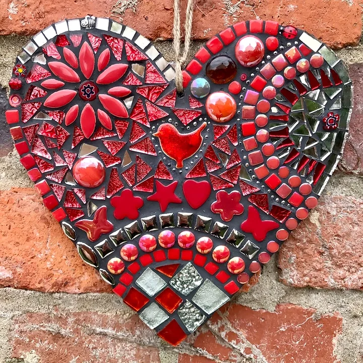 Red garden mosaic heart