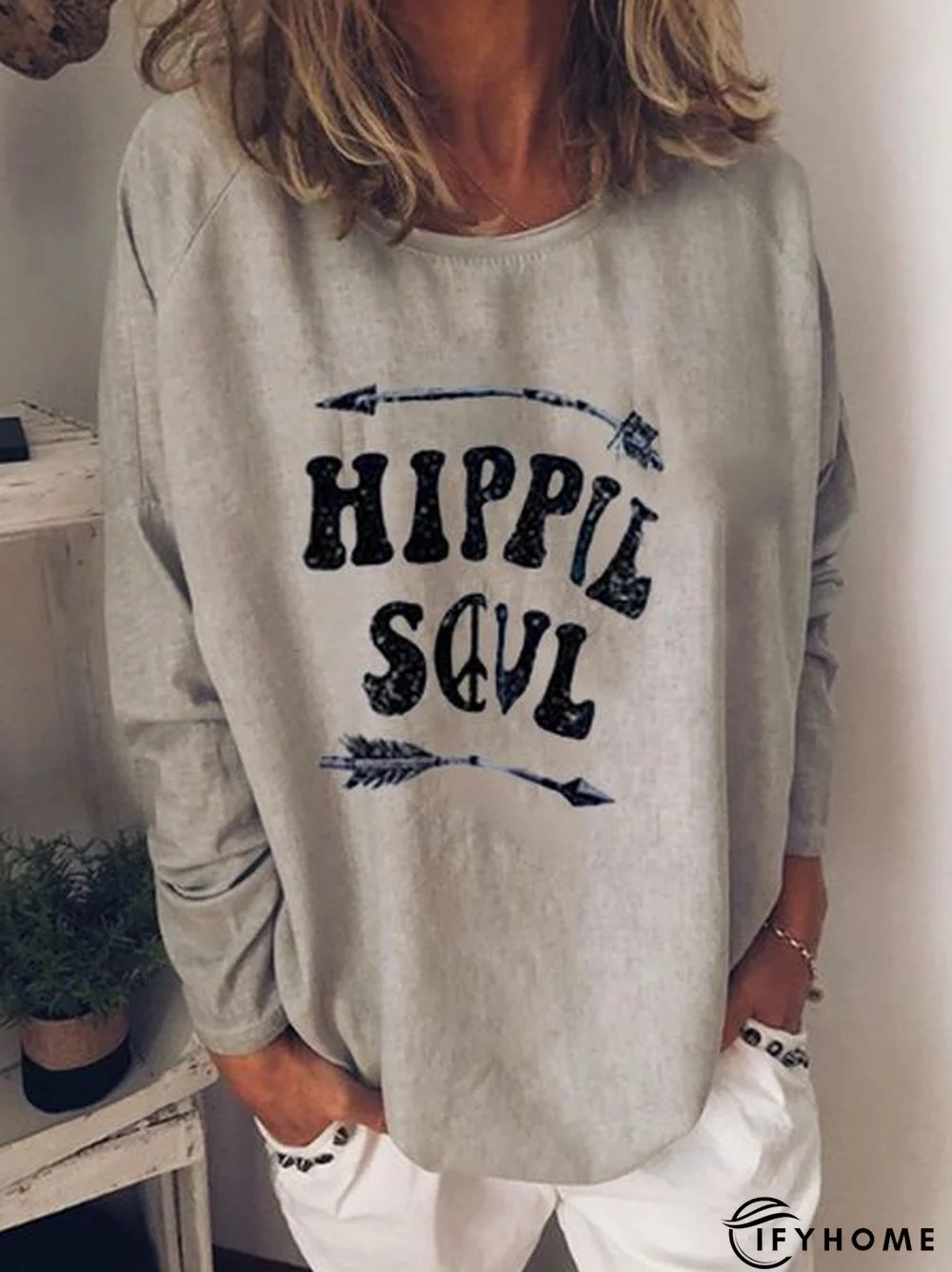 zolucky Printed Crew Neck Long Sleeve T-shirt | IFYHOME