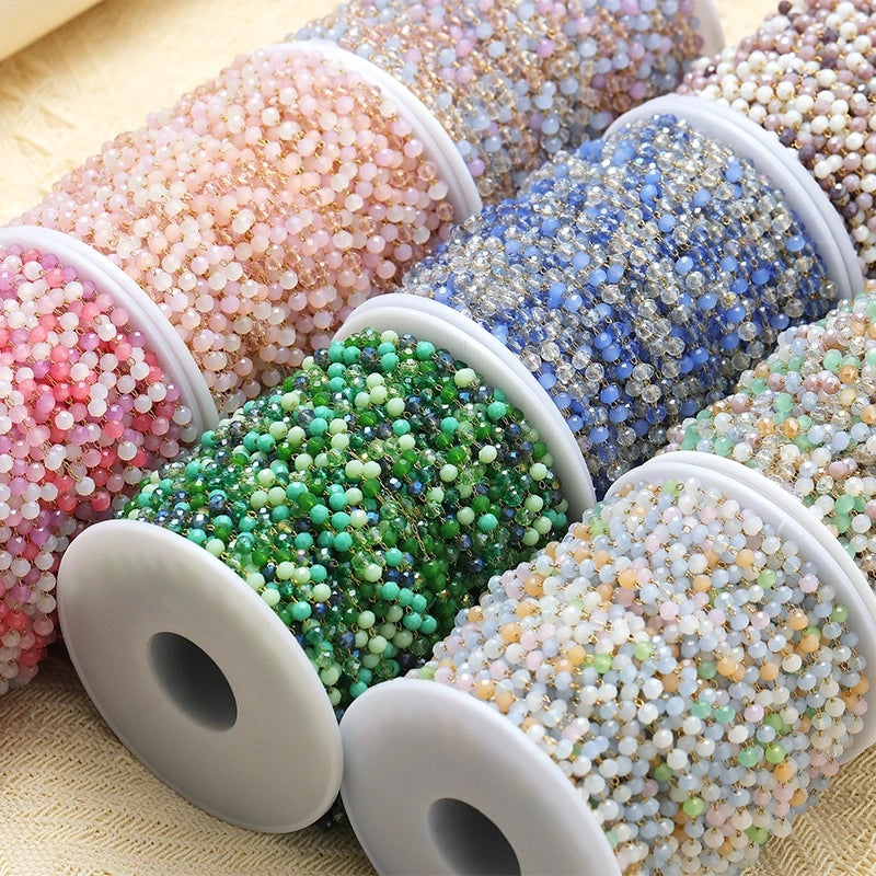 3mm Stainless Steel Amethyst Bead Chain Handmade Chain Tassel Decorative Chain DIY Necklace Bracelet Jewelry Accessories