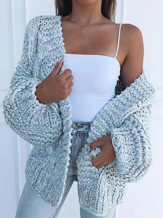 Casual Solid Color Sweater Cardigan