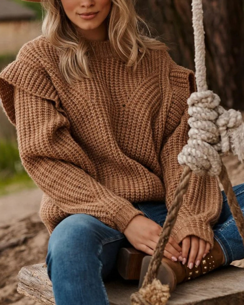 Elegant casual fly sleeve sweater