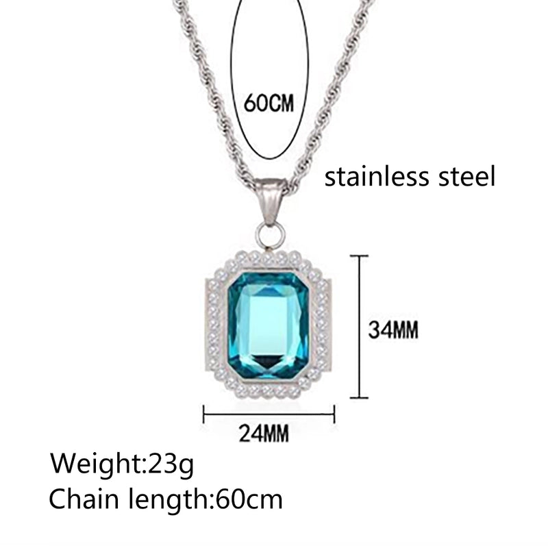 Hip-Hop Square 304 Stainless Steel Inlay Zircon 18K Gold Plated Women’s Pendant Necklace