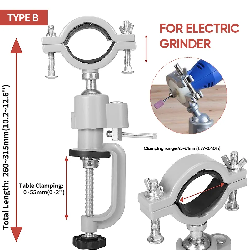 360 Degree Bench Clamp Vise - Grinder & Drill Holder For Woodworking, Jewelry, DIY Projects