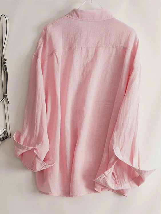 Athvotar Athvotar New Women's Spring And Summer Comfortable Cotton Long Sleeve Sunscreen Shirt Thin Loose Air-Conditioning Shirt Casual Shirt Jacket